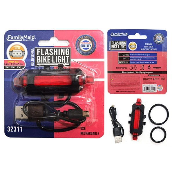 Familymaid 3 x 06 x 04 in Bike USB Recharge Flashing Light 32311